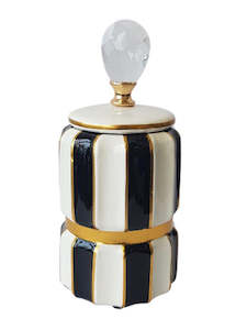 Vases: Luxe Striped Vase with Lid