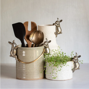 Little Hanging Rabbits - Antique Gold