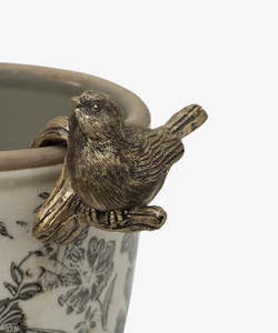 Decorative Objects: Hanging Gold Bird Decor - Tail Up