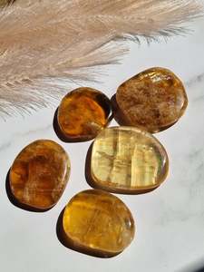 Crystals Flat Polished Stones: Honey Calcite Flat stone