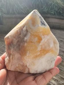 Orange Calcite cut base point