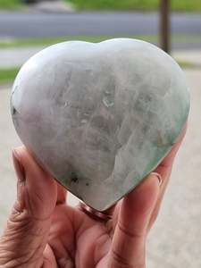 Crystals Hearts Pyramids: Green Aventurine in Quartz Heart