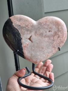 Crystals Hearts Pyramids: Pink Amethyst Heart on stand