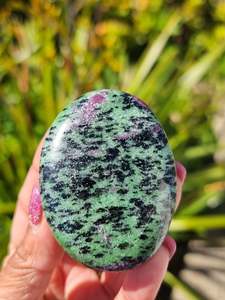 Crystals Palm Stone: Ruby in Zoisite Palm Stone