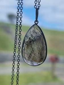 Jewellery Pendants Earrings: Cacoxenite Pendant Sterling Silver