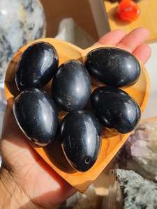 Crystals Spheres: Black Obsidian Egg Drilled