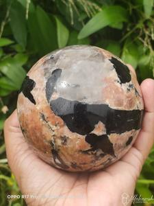 Crystals Spheres: Feldspar with Tourmaline Sphere