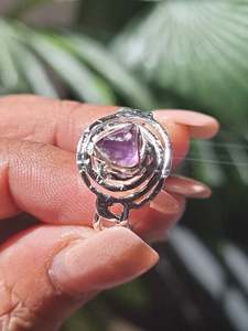 Crystals Amethyst: Amethyst Rough Ring Silver