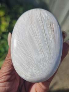 White Scolecite Palm Stone