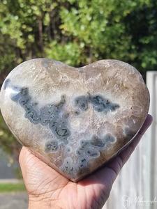Crystals Amethyst: Prasiolite Heart with Moss Agate