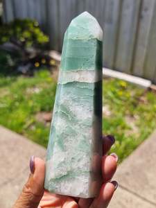 Crystals Quartz: Green Aventurine in Quartz Tower Brazil