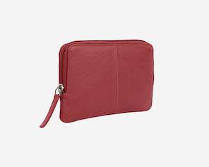 Wallets: Avenue XL Leather Zip Coin and Card Purse RFID Red