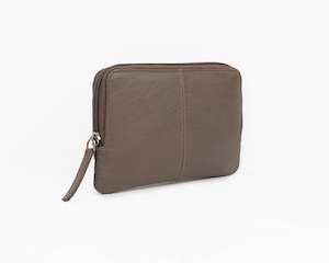 Wallets: Avenue XL Mocha Leather Zip Coin and Card Purse RFID