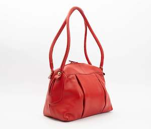 Handbags: Platinum Leather Handbag Red