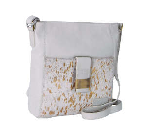 Avenue Hunter Tote Bag Cowhide White/gold