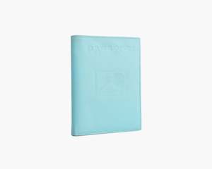 Wallets: Avenue Leather Passport Wallet with embossed Kiwi in Aqua Blue
