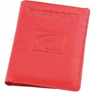 Wallets: Fern Leather Passport Wallet Red