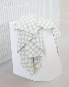 Knit Blanket - Sage/White Checkerboard