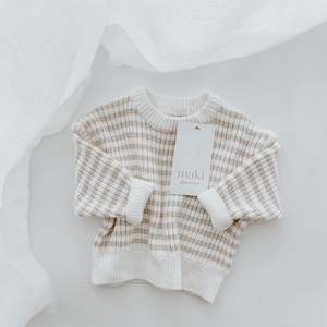 Ribbed Knit Sweater - Beige Stripe