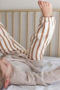 Bottoms: Fleece Pants - Biscuit Stripe