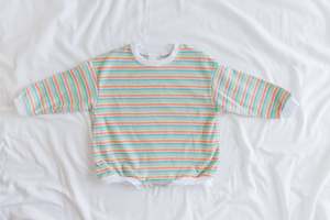 All In Ones: Rainbow Stripe Waffle Romper