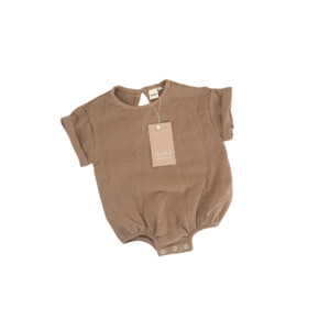 All In Ones: Muslin Romper - Hazelnut