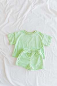 Knit Sets 1: Terry Tee and Short Set - Aqua