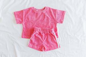 Terry Tee and Short Set - Bubblegum