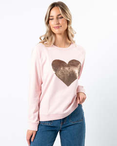 Stella Gemma: Stella + Gemma | Classic Sweater | Marshmellow with Heart Beige Sequins