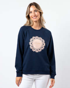 Stella + Gemma | Classic Sweater | Navy with Blush Doily