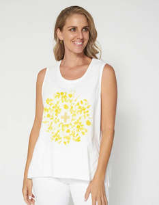Stella Gemma: Stella + Gemma | Tank | White Pressed Flower Wreath