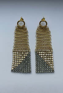 Jeanne Diagonal Earrings - Gold/Grey