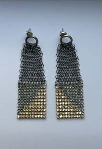 Jeanne Diagonal Earrings - Silver/Grey/Gold
