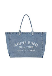 Bags: Leo Denim Tote - Shadow Blue