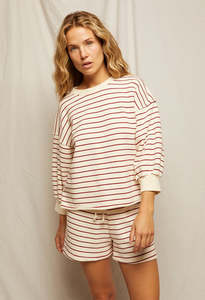 Perfectwhitetee: Niall French Terry Crewneck Sweatshirt - Red/Natural