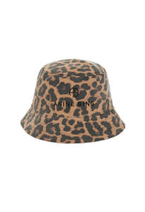 Caps And Hats: Nicks Bucket Hat - Black And Brown Leopard