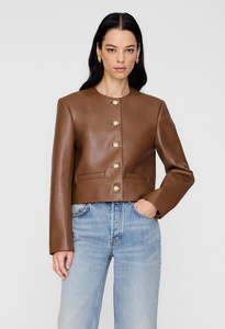 Jackets And Coats: Amber Jacket - Cognac Recycled Leather