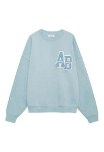 Sweaters And Knits: Miles Oversized Sweatshirt Letterman - Pastel Blue