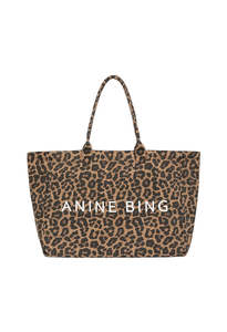 Bags And Wallets: Leo Canvas Tote - Black And Brown Leopard
