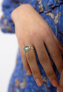 Sian Ring Silver - Soft Green