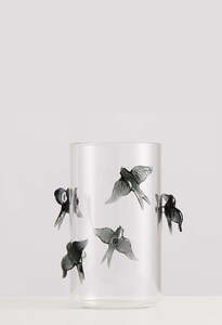 Glassware: A little Bird Told Me Vase - Clear/ Smoke
