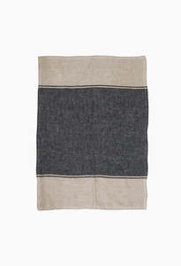 Twill Tea Towel Wide Charcoal Band