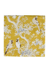 Scenic Songbirds Gold & Ivory Cocktail Napkins