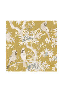 Napkins: Scenic Songbirds Gold & Ivory Luncheon Napkins