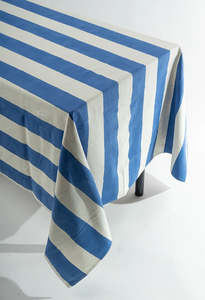 Cotton Tablecloth - Blue Stripes