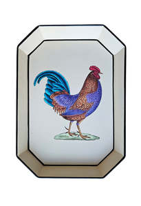 Les Ottomans: Hand Painted Iron Tray - Rooster