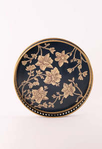 Les Ottomans: Hand Painted Iron Tray - Golden Flowers