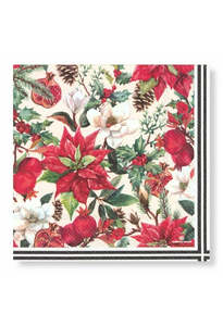 Manor Road: Poinsettia & Pomegranate Napkins - Cocktail