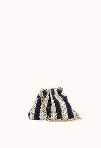 Mini Game Crochet Clutch - Navy/Off White