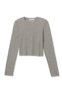 Jamie Long Sleeve - Ivory/Black Stripe
